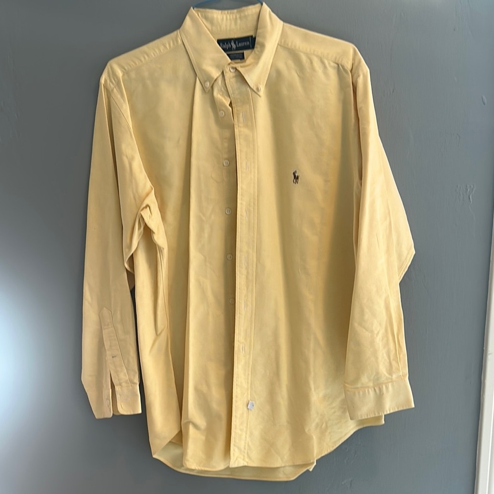 Ralph Lauren Vintage Yellow Dress Shirt Classic Cotton